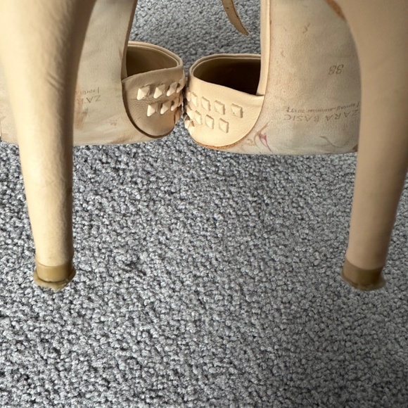 Zara blush coloured heels with edgy studs and ankle straps in size 7.5 - Picture 3 of 11